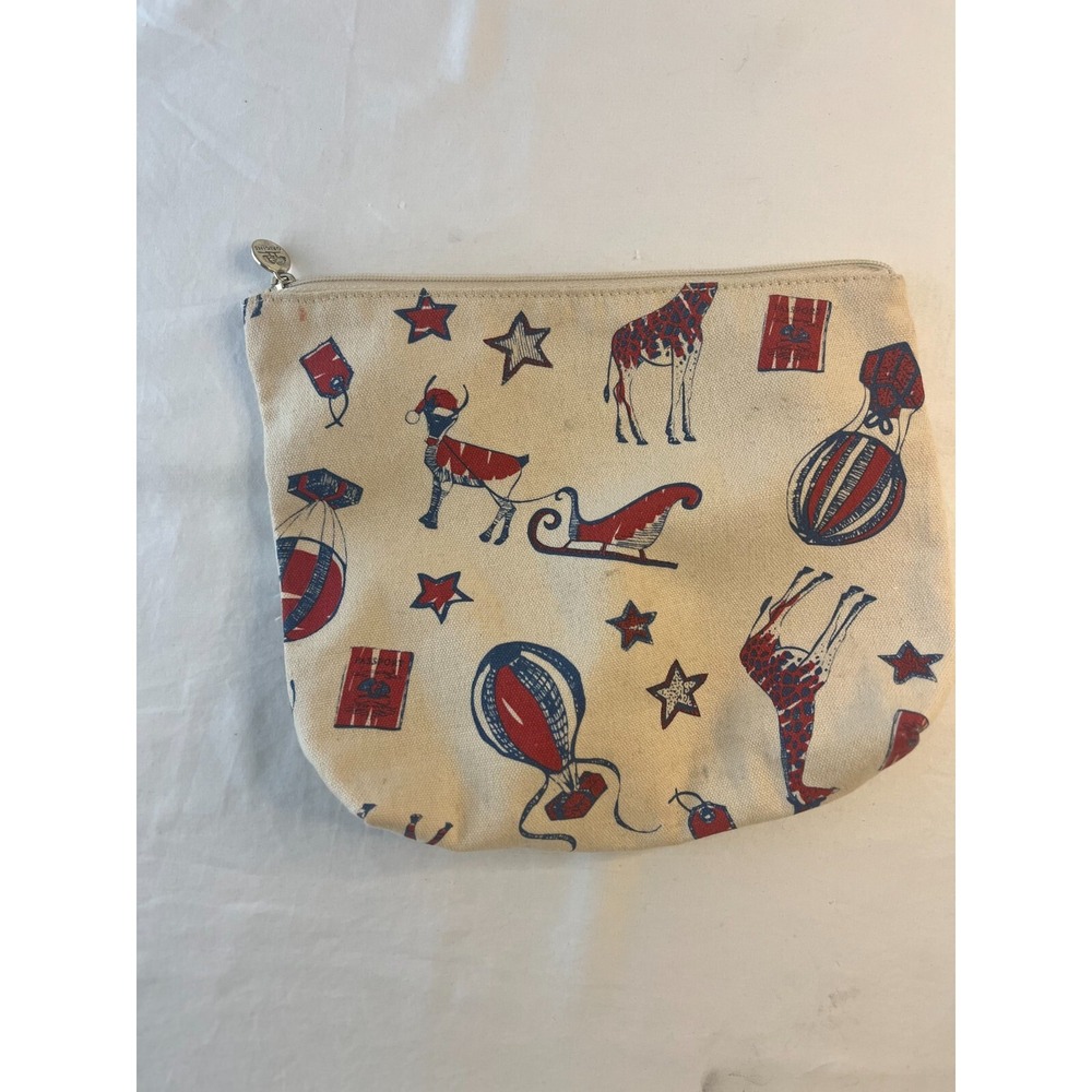 Origins Canvas makeup bag Cosmetic Pouch case Animal Print Ivory